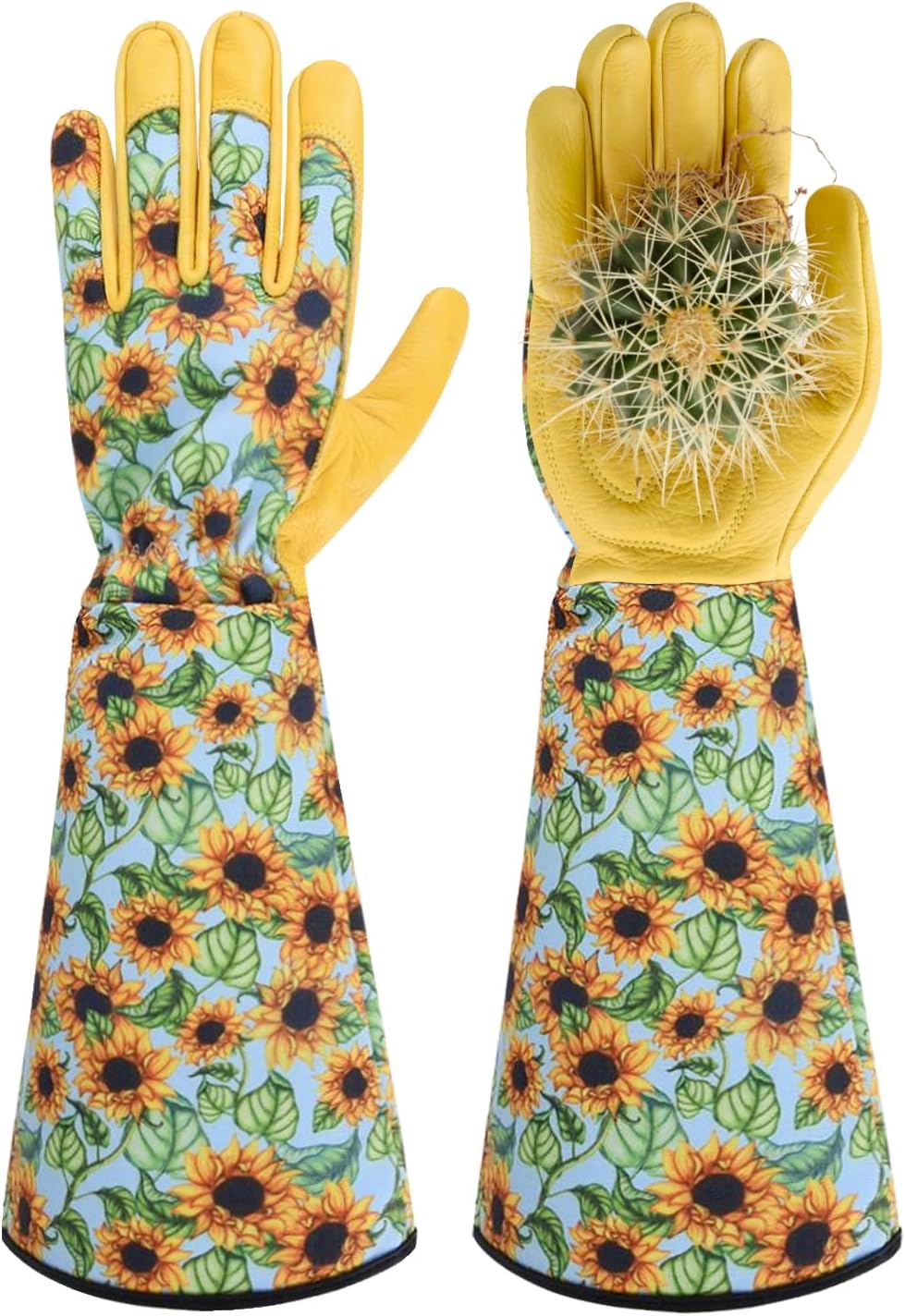 Long Gardening Gloves for Women Thorn Proof,Rose Pruning Cowhide Leather Garden Glove for Cactus, Rose and Blackberry