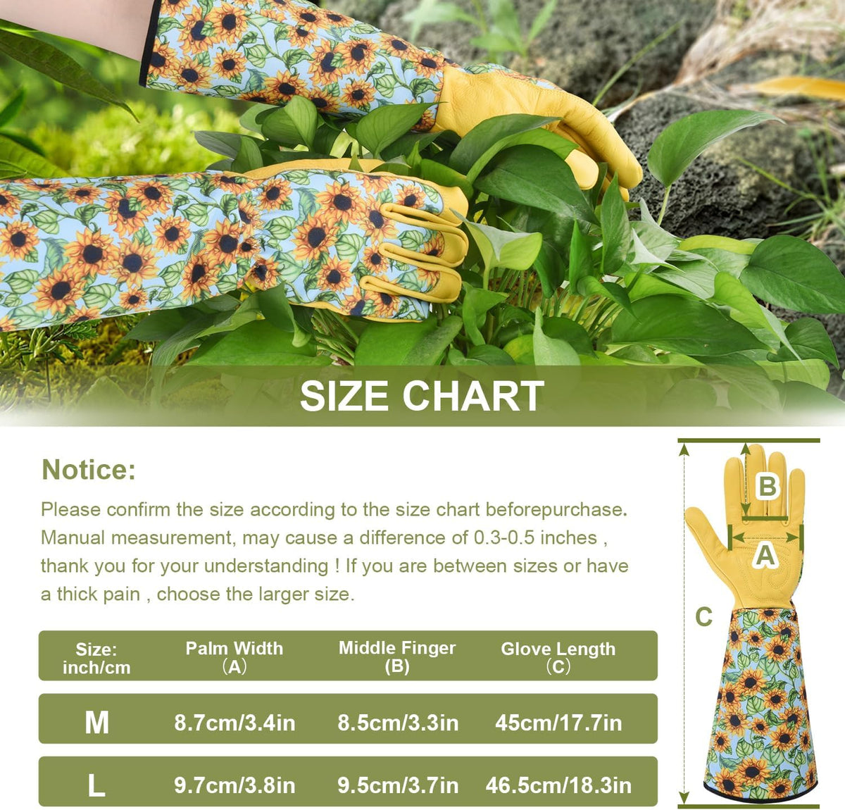 Long Gardening Gloves for Women Thorn Proof,Rose Pruning Cowhide Leather Garden Glove for Cactus, Rose and Blackberry
