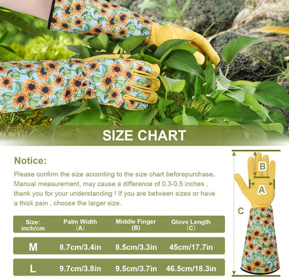 Long Gardening Gloves for Women Thorn Proof,Rose Pruning Cowhide Leather Garden Glove for Cactus, Rose and Blackberry