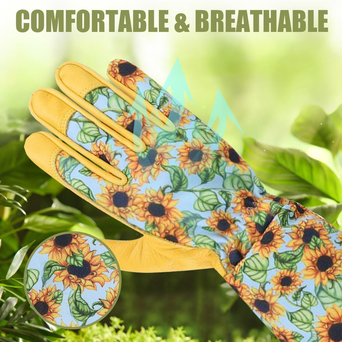 Long Gardening Gloves for Women Thorn Proof,Rose Pruning Cowhide Leather Garden Glove for Cactus, Rose and Blackberry