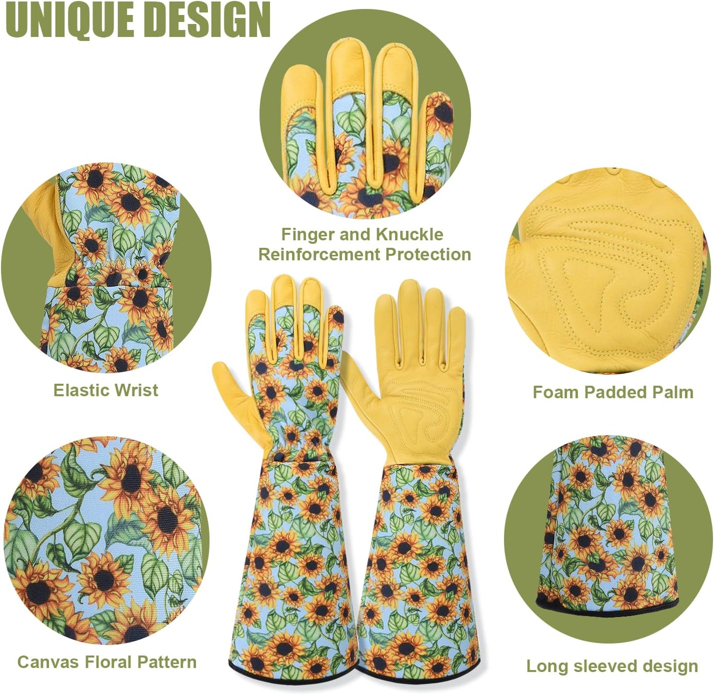 Long Gardening Gloves for Women Thorn Proof,Rose Pruning Cowhide Leather Garden Glove for Cactus, Rose and Blackberry