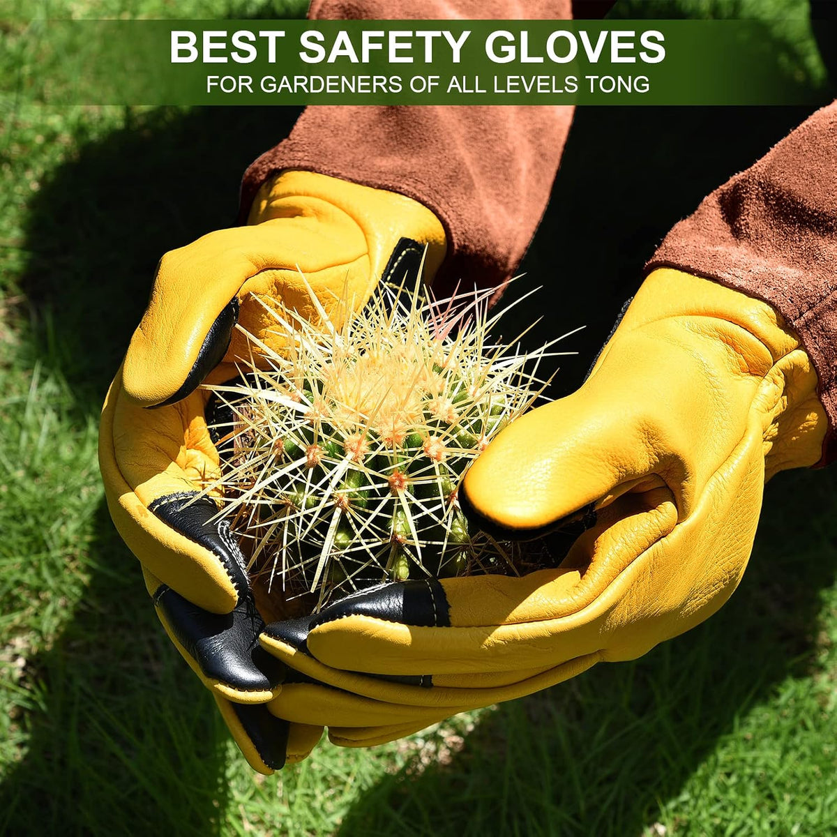 Long Gardening Gloves for Women Thorn Proof,Rose Pruning Cowhide Leather Garden Glove for Cactus, Rose and Blackberry