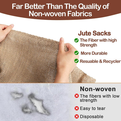 Winter Burlap Plant Cover Bag, Large Burlap Bags with Drawstring, Reusable Jute Sack,Frost Cloth Cold Freeze Protection Cover Bags Tree Freeze Blanket for Outdoor Plants, Shrubs, Bushes(32x47")