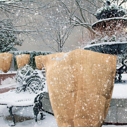 Winter Burlap Plant Cover Bag, Large Burlap Bags with Drawstring, Reusable Jute Sack,Frost Cloth Cold Freeze Protection Cover Bags Tree Freeze Blanket for Outdoor Plants, Shrubs, Bushes(32x47")