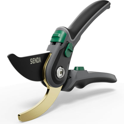 9" Bypass Pruning Shears, SK5 Steel Pruning Shears for Gardening, Garden Clippers with 2-Position Adjustable Jaw for Thick Branches, Landscaping