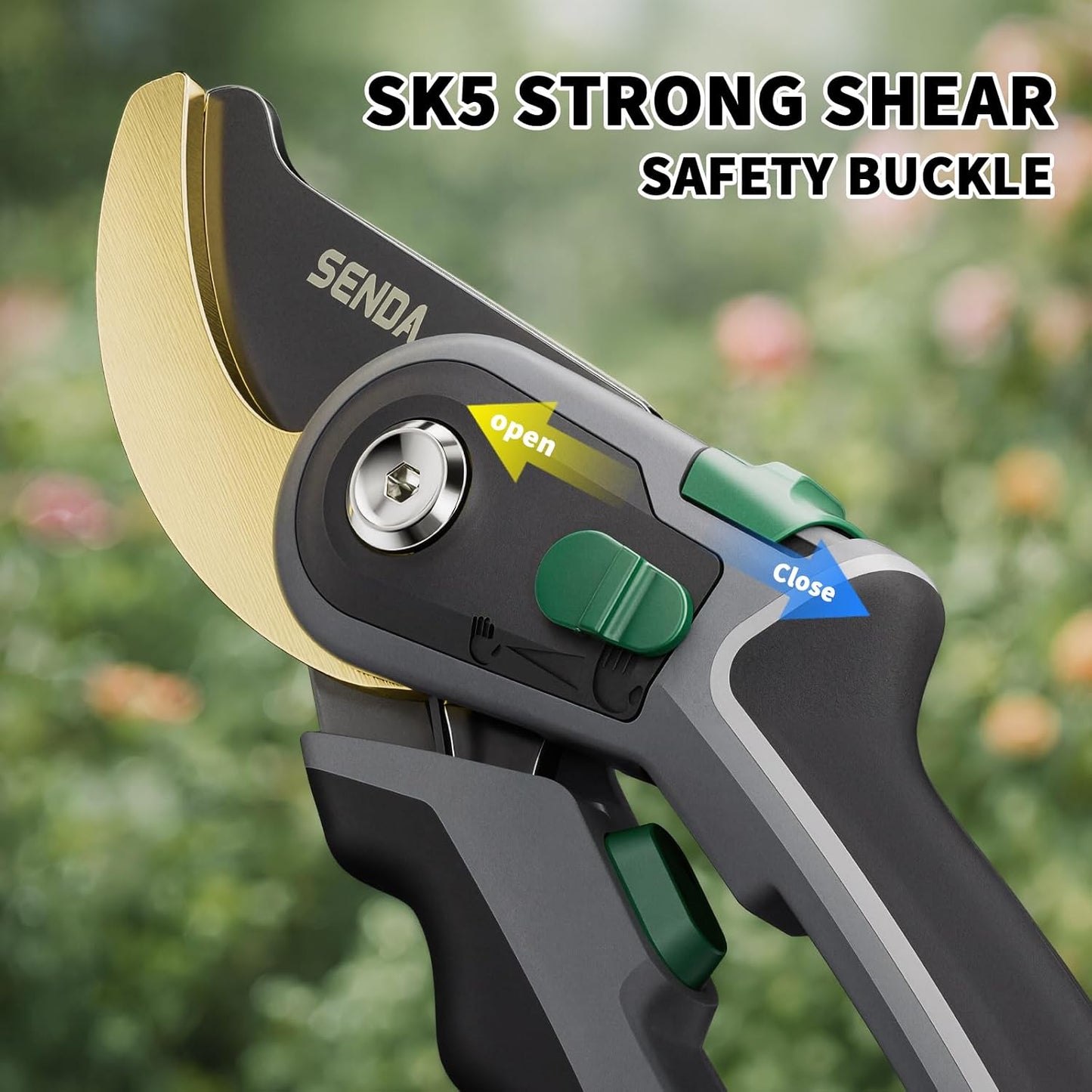 9" Bypass Pruning Shears, SK5 Steel Pruning Shears for Gardening, Garden Clippers with 2-Position Adjustable Jaw for Thick Branches, Landscaping