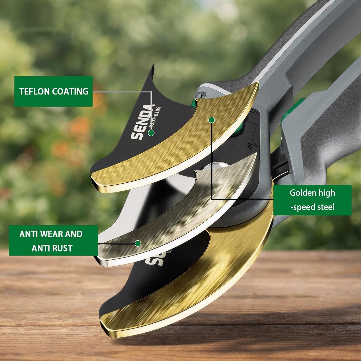 9" Bypass Pruning Shears, SK5 Steel Pruning Shears for Gardening, Garden Clippers with 2-Position Adjustable Jaw for Thick Branches, Landscaping