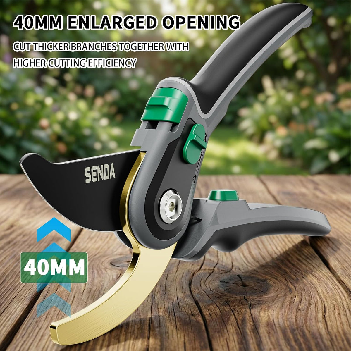 9" Bypass Pruning Shears, SK5 Steel Pruning Shears for Gardening, Garden Clippers with 2-Position Adjustable Jaw for Thick Branches, Landscaping
