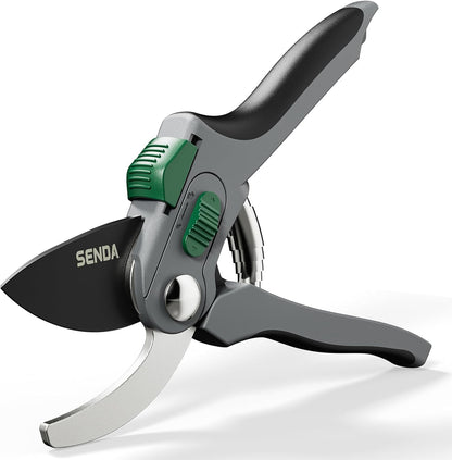 9" Bypass Pruning Shears, SK5 Steel Pruning Shears for Gardening, Garden Clippers with 2-Position Adjustable Jaw for Thick Branches, Landscaping