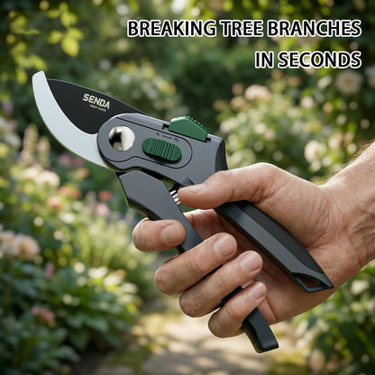 9" Bypass Pruning Shears, SK5 Steel Pruning Shears for Gardening, Garden Clippers with 2-Position Adjustable Jaw for Thick Branches, Landscaping