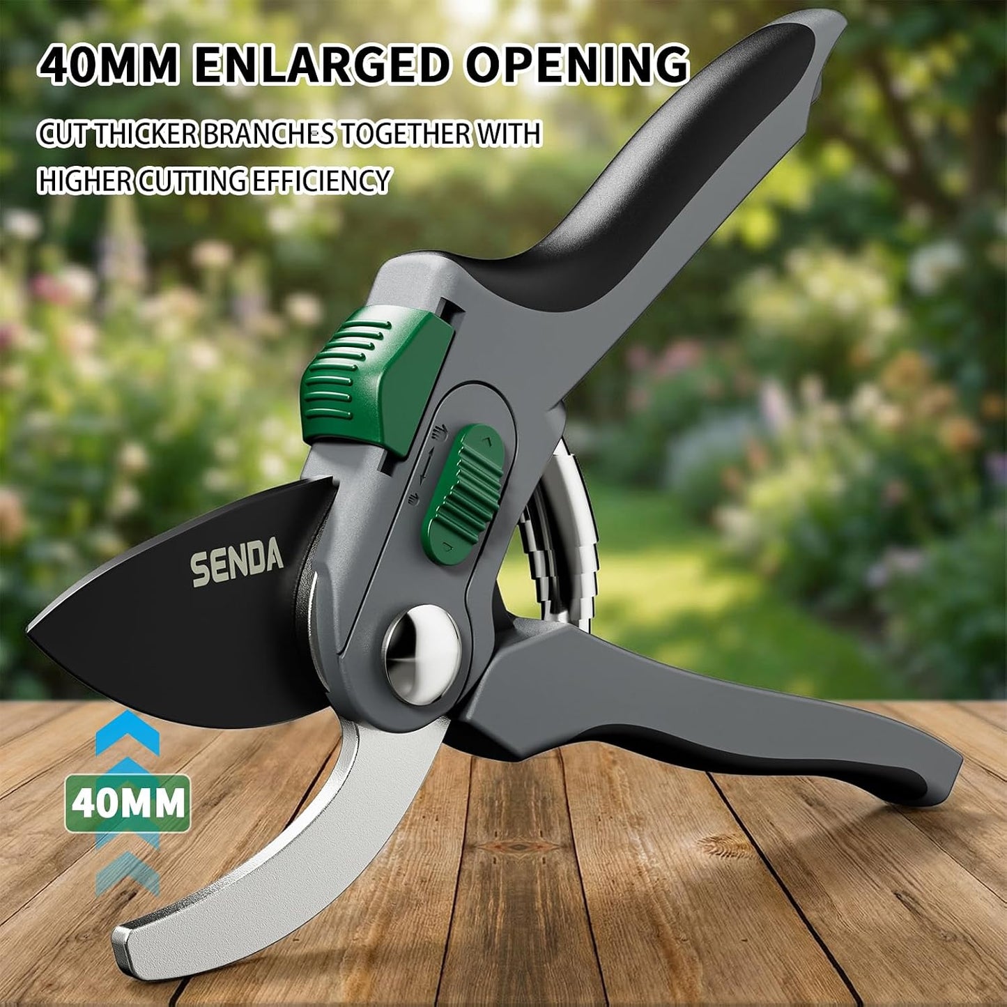 9" Bypass Pruning Shears, SK5 Steel Pruning Shears for Gardening, Garden Clippers with 2-Position Adjustable Jaw for Thick Branches, Landscaping