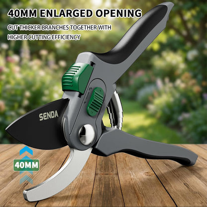 9" Bypass Pruning Shears, SK5 Steel Pruning Shears for Gardening, Garden Clippers with 2-Position Adjustable Jaw for Thick Branches, Landscaping