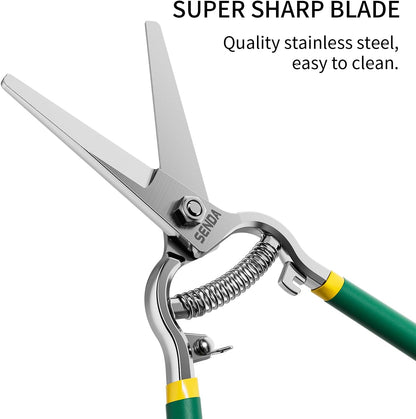 9" Bypass Pruning Shears, SK5 Steel Pruning Shears for Gardening, Garden Clippers with 2-Position Adjustable Jaw for Thick Branches, Landscaping