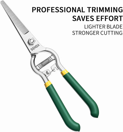 9" Bypass Pruning Shears, SK5 Steel Pruning Shears for Gardening, Garden Clippers with 2-Position Adjustable Jaw for Thick Branches, Landscaping