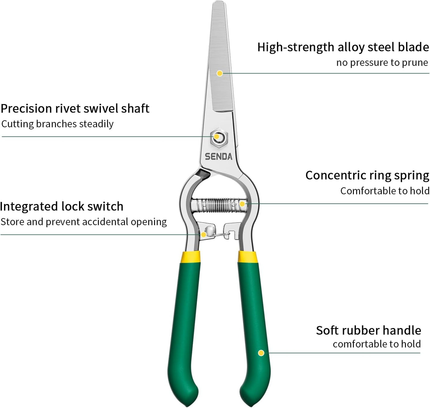 9" Bypass Pruning Shears, SK5 Steel Pruning Shears for Gardening, Garden Clippers with 2-Position Adjustable Jaw for Thick Branches, Landscaping