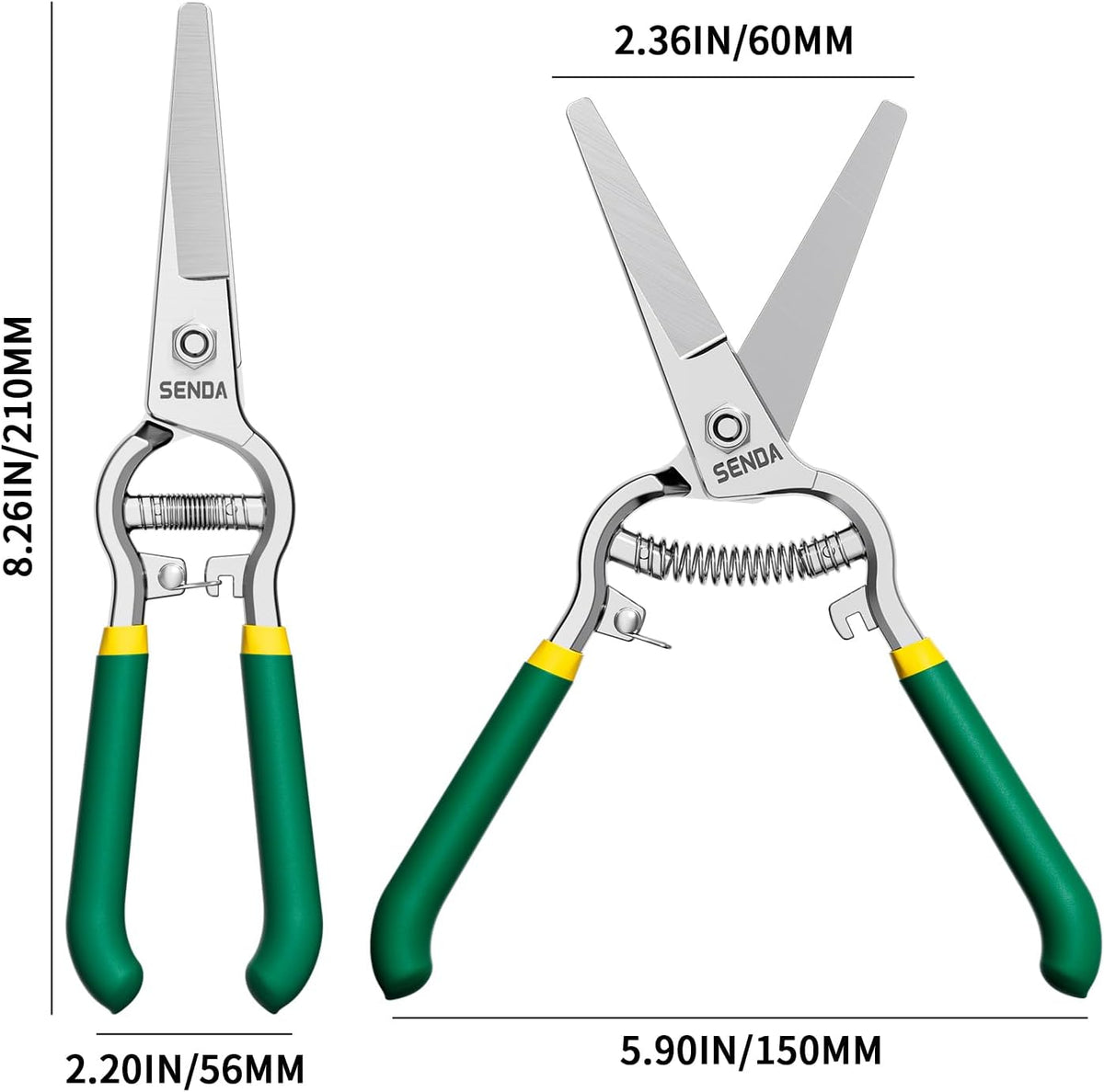 9" Bypass Pruning Shears, SK5 Steel Pruning Shears for Gardening, Garden Clippers with 2-Position Adjustable Jaw for Thick Branches, Landscaping
