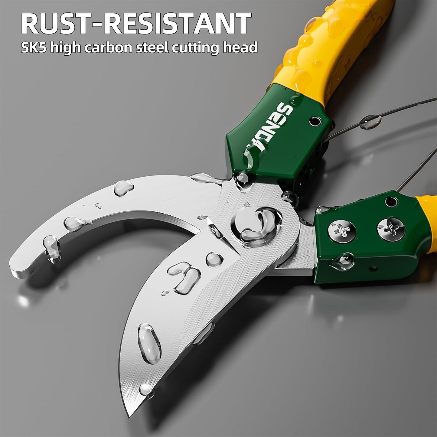 9" Bypass Pruning Shears, SK5 Steel Pruning Shears for Gardening, Garden Clippers with 2-Position Adjustable Jaw for Thick Branches, Landscaping