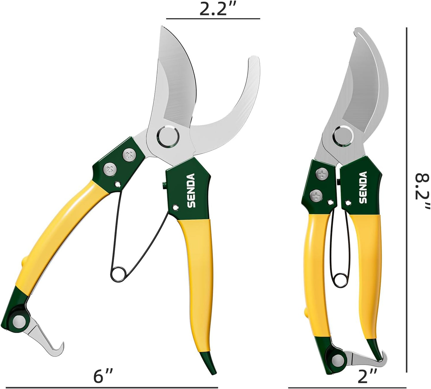 9" Bypass Pruning Shears, SK5 Steel Pruning Shears for Gardening, Garden Clippers with 2-Position Adjustable Jaw for Thick Branches, Landscaping