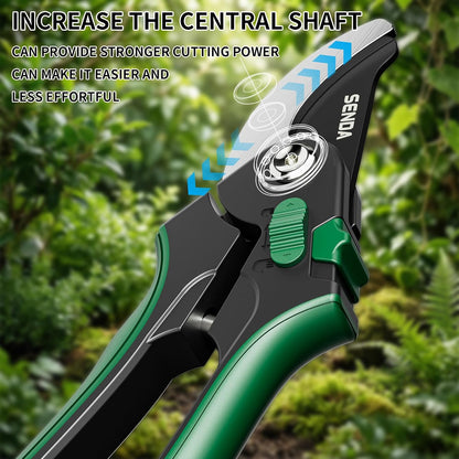9" Bypass Pruning Shears, SK5 Steel Pruning Shears for Gardening, Garden Clippers with 2-Position Adjustable Jaw for Thick Branches, Landscaping