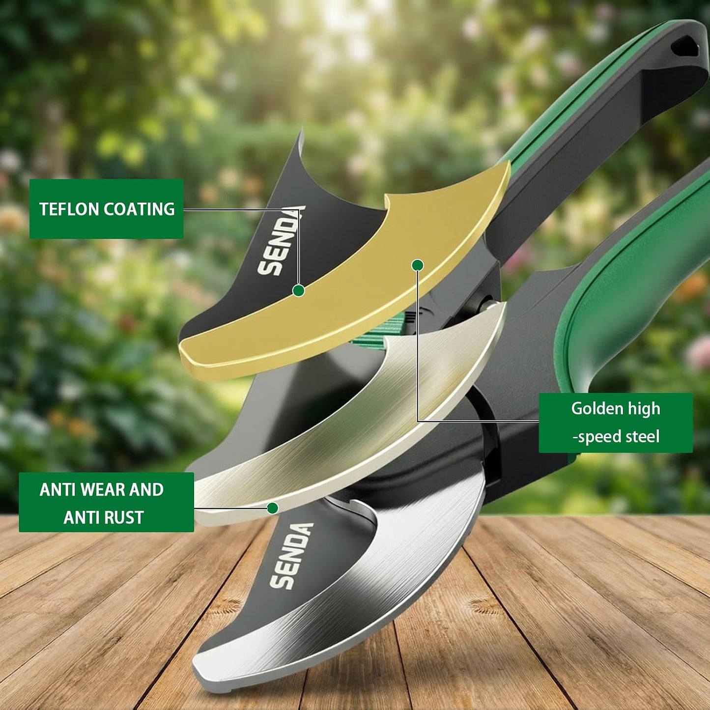 9" Bypass Pruning Shears, SK5 Steel Pruning Shears for Gardening, Garden Clippers with 2-Position Adjustable Jaw for Thick Branches, Landscaping