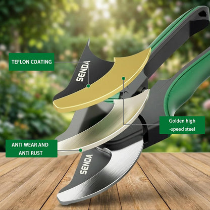 9" Bypass Pruning Shears, SK5 Steel Pruning Shears for Gardening, Garden Clippers with 2-Position Adjustable Jaw for Thick Branches, Landscaping
