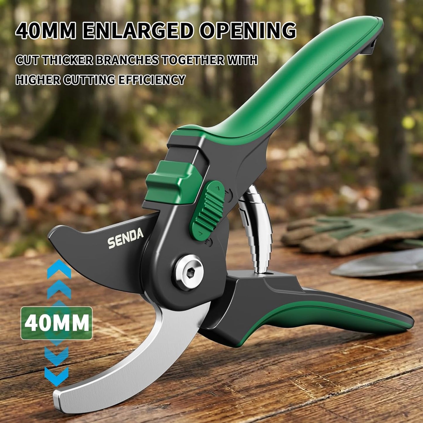 9" Bypass Pruning Shears, SK5 Steel Pruning Shears for Gardening, Garden Clippers with 2-Position Adjustable Jaw for Thick Branches, Landscaping