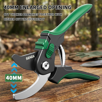 9" Bypass Pruning Shears, SK5 Steel Pruning Shears for Gardening, Garden Clippers with 2-Position Adjustable Jaw for Thick Branches, Landscaping
