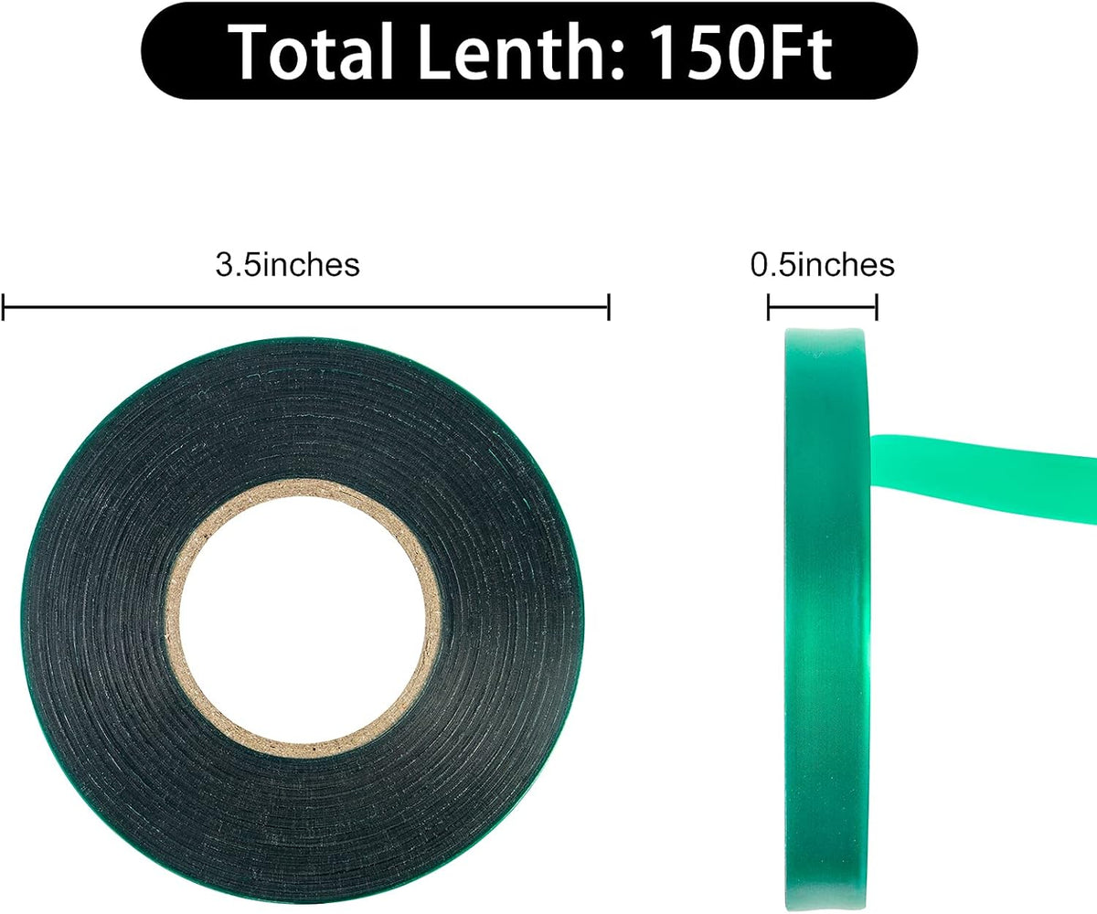 2 Pack Garden Tape Roll, 150 Ft Green Plant Ties Nursery Tapes