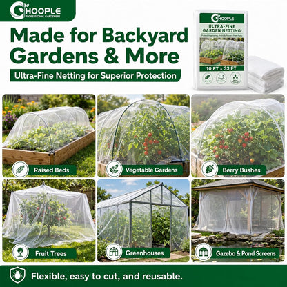 10 ft x 33 ft Garden Netting Pest Barrier, Ultra-Fine Garden Mesh Netting for Garden Protection, Plant Covers Bird Netting for Vegetables, Raised Beds, Blueberry Bushes and Fruit Plants