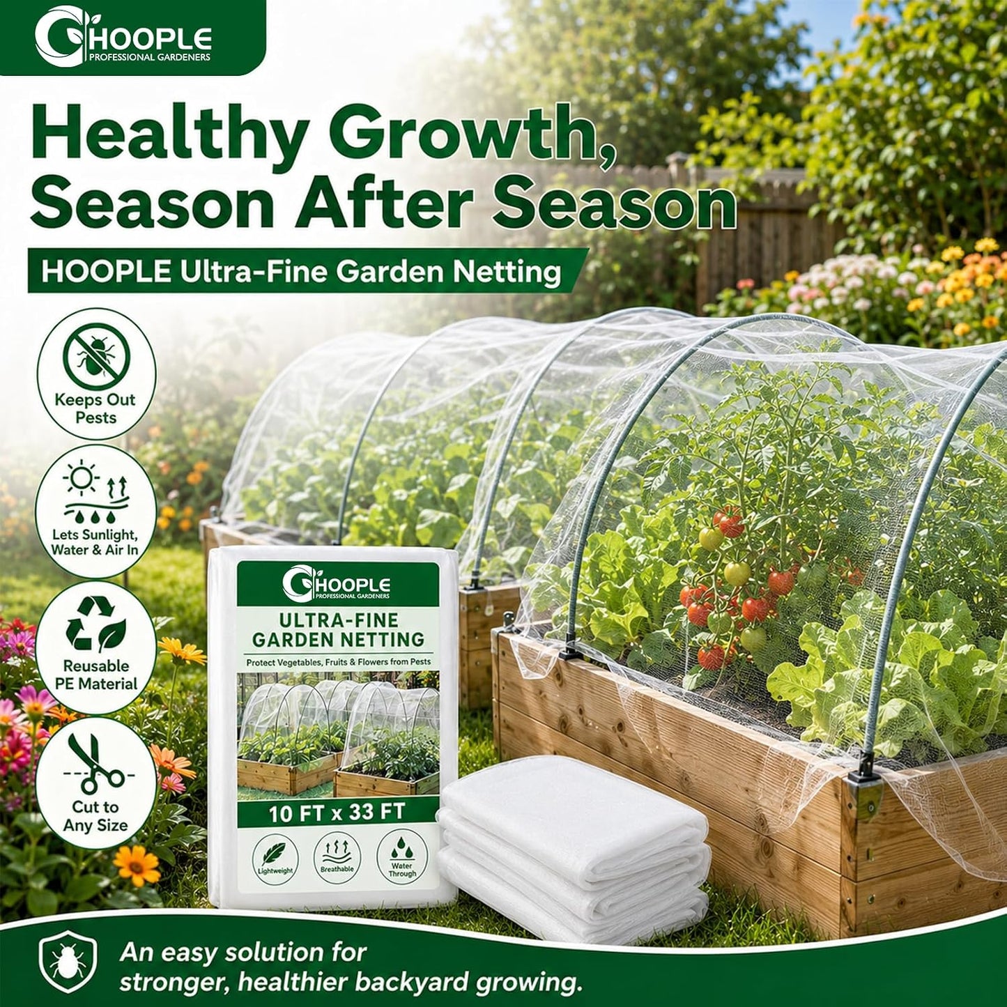 10 ft x 33 ft Garden Netting Pest Barrier, Ultra-Fine Garden Mesh Netting for Garden Protection, Plant Covers Bird Netting for Vegetables, Raised Beds, Blueberry Bushes and Fruit Plants