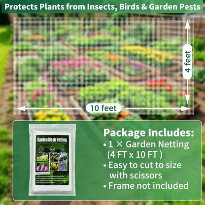 10 ft x 33 ft Garden Netting Pest Barrier, Ultra-Fine Garden Mesh Netting for Garden Protection, Plant Covers Bird Netting for Vegetables, Raised Beds, Blueberry Bushes and Fruit Plants