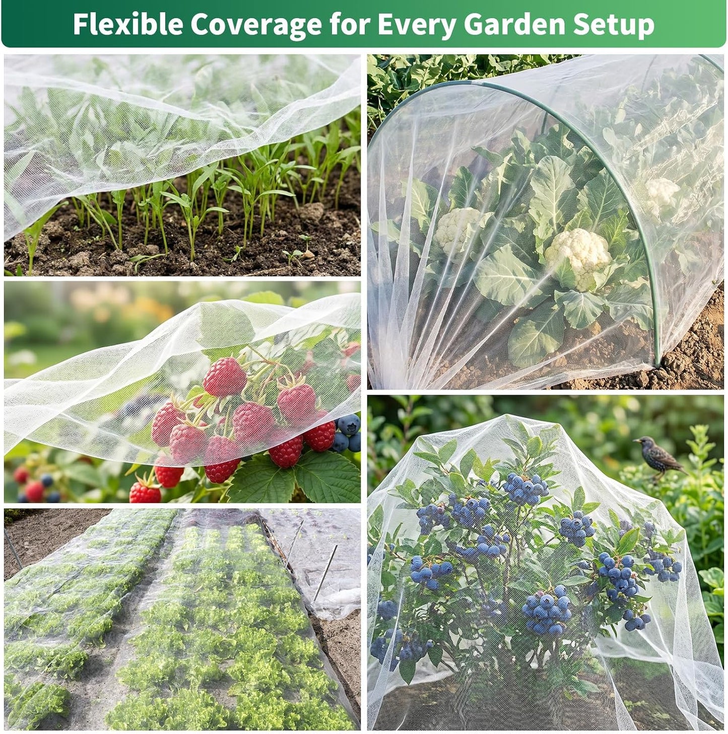 10 ft x 33 ft Garden Netting Pest Barrier, Ultra-Fine Garden Mesh Netting for Garden Protection, Plant Covers Bird Netting for Vegetables, Raised Beds, Blueberry Bushes and Fruit Plants