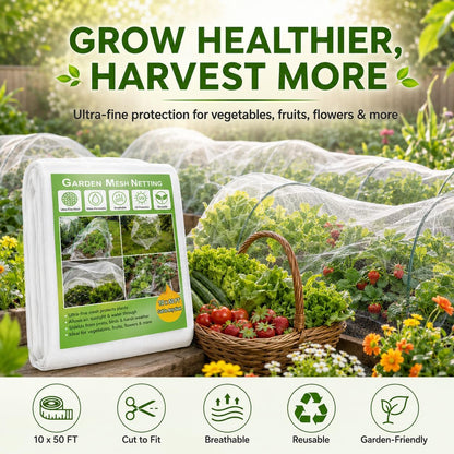 10 ft x 33 ft Garden Netting Pest Barrier, Ultra-Fine Garden Mesh Netting for Garden Protection, Plant Covers Bird Netting for Vegetables, Raised Beds, Blueberry Bushes and Fruit Plants