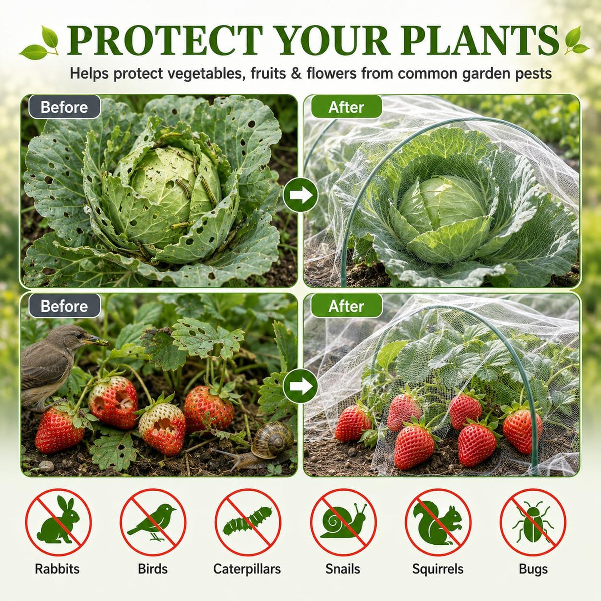 10 ft x 33 ft Garden Netting Pest Barrier, Ultra-Fine Garden Mesh Netting for Garden Protection, Plant Covers Bird Netting for Vegetables, Raised Beds, Blueberry Bushes and Fruit Plants