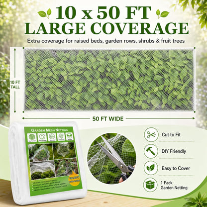 10 ft x 33 ft Garden Netting Pest Barrier, Ultra-Fine Garden Mesh Netting for Garden Protection, Plant Covers Bird Netting for Vegetables, Raised Beds, Blueberry Bushes and Fruit Plants
