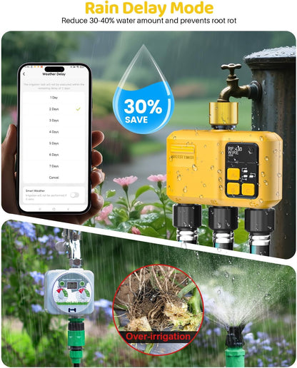 WiFi Water Timer 3 Outlet Garden, Brass Inlet