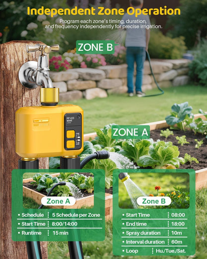 WiFi Water Timer 3 Outlet Garden, Brass Inlet