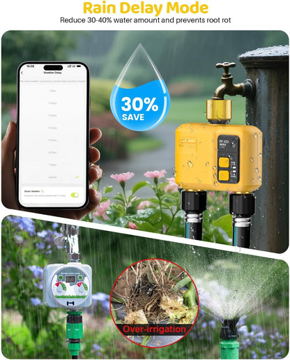 WiFi Water Timer 3 Outlet Garden, Brass Inlet