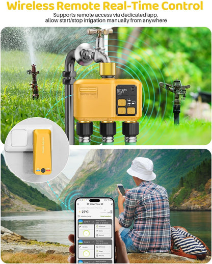 WiFi Water Timer 3 Outlet Garden, Brass Inlet