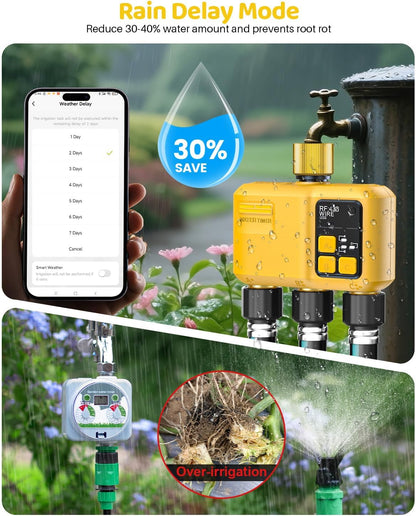 WiFi Water Timer 3 Outlet Garden, Brass Inlet