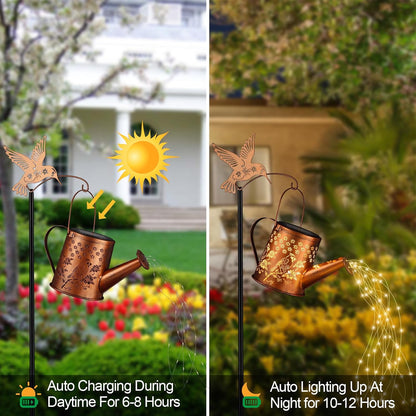 Hummingbird Solar Watering Can Lantern Outdoor Waterproof Garden Decor