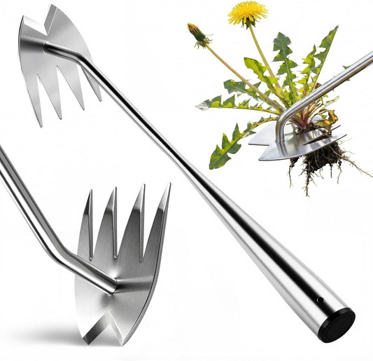Weed Puller Tool, Heavy-Duty Stainless Steel Garden Hand Weeding Tool