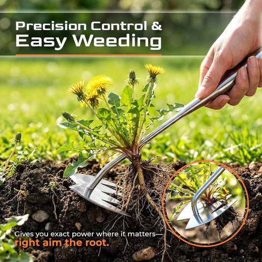 Weed Puller Tool, Heavy-Duty Stainless Steel Garden Hand Weeding Tool