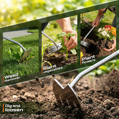 Weed Puller Tool, Heavy-Duty Stainless Steel Garden Hand Weeding Tool