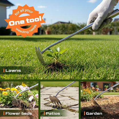Weed Puller Tool, Heavy-Duty Stainless Steel Garden Hand Weeding Tool