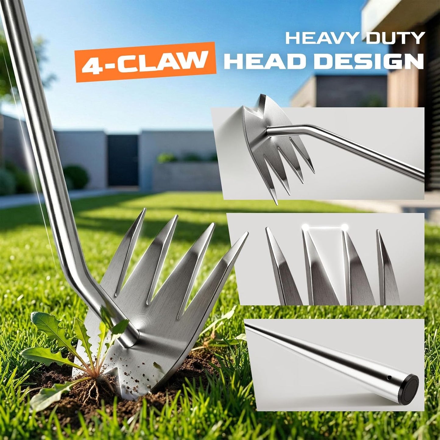 Weed Puller Tool, Heavy-Duty Stainless Steel Garden Hand Weeding Tool