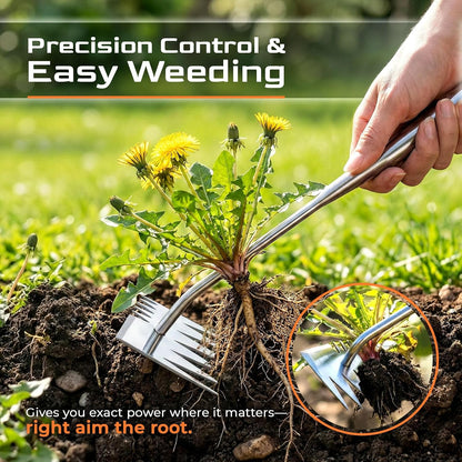 Weed Puller Tool, Heavy-Duty Stainless Steel Garden Hand Weeding Tool