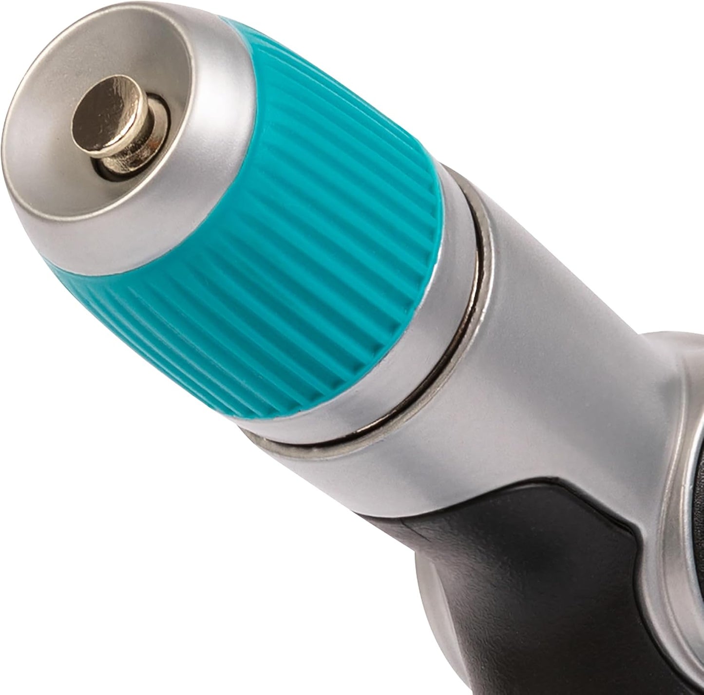 Medium Duty Thumb Control Garden Hose Nozzle with Adjustable Spray Pattern, Water Hose Nozzle for Watering Garden or Lawn, Black/Aqua
