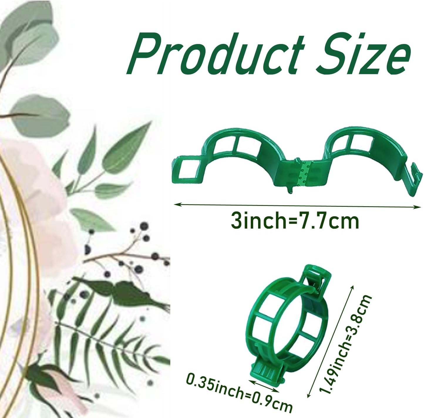 100PCS Green Plastic Support Clips, Tomato Clips, Garden Clips, Trellis Clips, Vine Clips for Climbing Plants to Prevent Tomatoes from Pinching or Falling Off