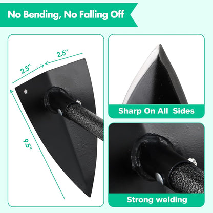 Garden Hoe, Heavy Duty Trenching Hoes with 60 Inch Long Handle, Sharp Edge Triangle Weeding Hoe Garden Tools for Weeds Removal,Cultivating,Digging,Loosen Soil, Trenching, Landscaping Manual Weeder
